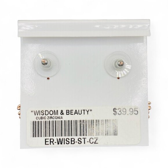 FAC Vine Branch CZ Rose Gold Tone Dangle Earrings NWT - Picture 3 of 5